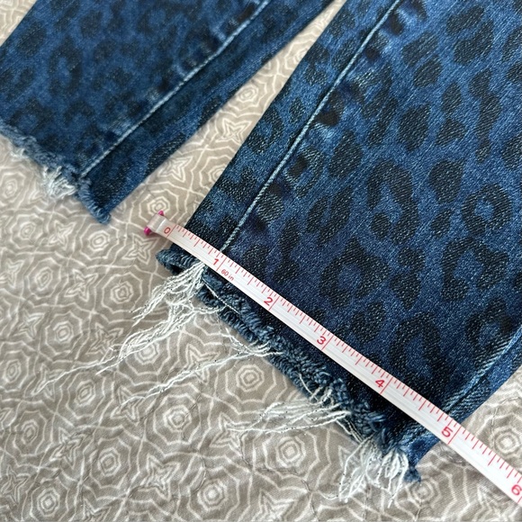 JUDY BLUE Jeans Mid-Rise Leopard Cheetah Print Skinny Raw Hem Blue Size 13/31 - Picture 13 of 15